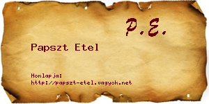 Papszt Etel névjegykártya